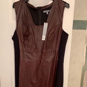 Leather Panel Knit Dress